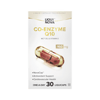 LiquiNova Co-Enzyme Q10 box, back face printed with the same front-of-pack design