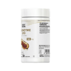 Co-Enzyme Q10 canister left label panel, composition and recommended use beside the front label