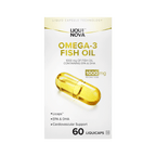 LiquiNova Omega-3 Fish Oil box front, 1000 mg fish oil with 288 mg EPA and 190 mg DHA per 2-capsule dose