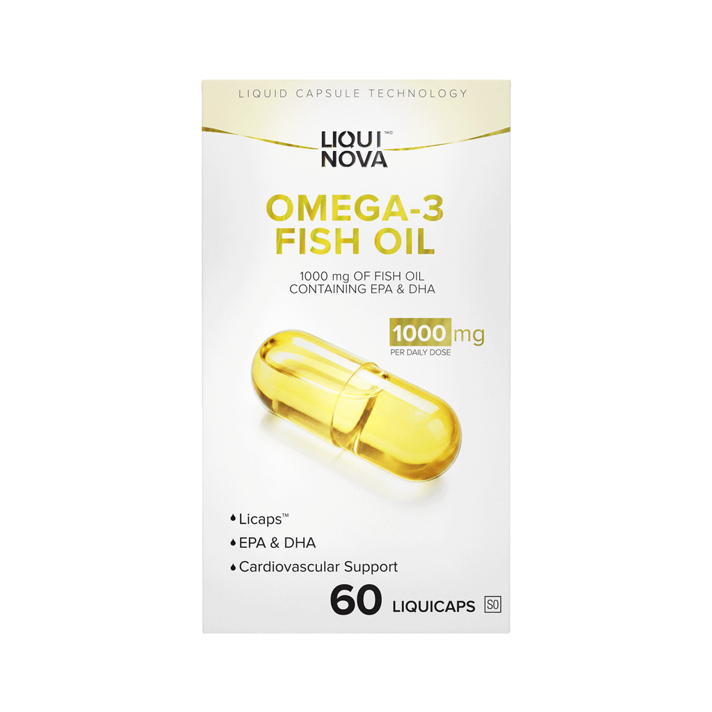Omega-3 Fish Oil box back with composition and recommended use