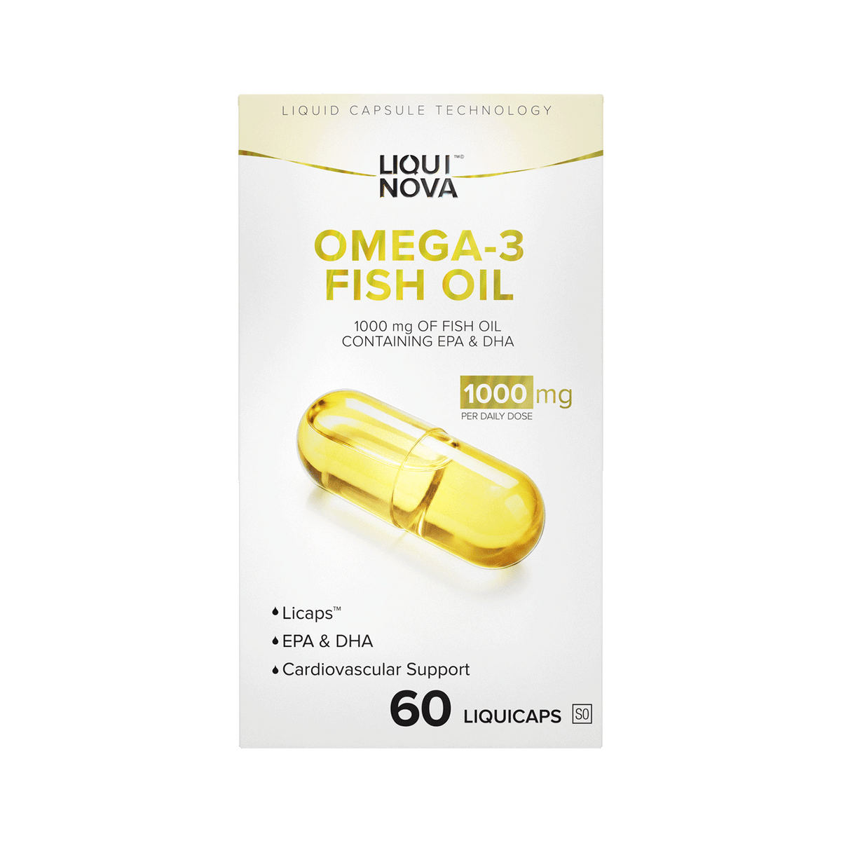 Omega-3 Fish Oil box back with composition and recommended use