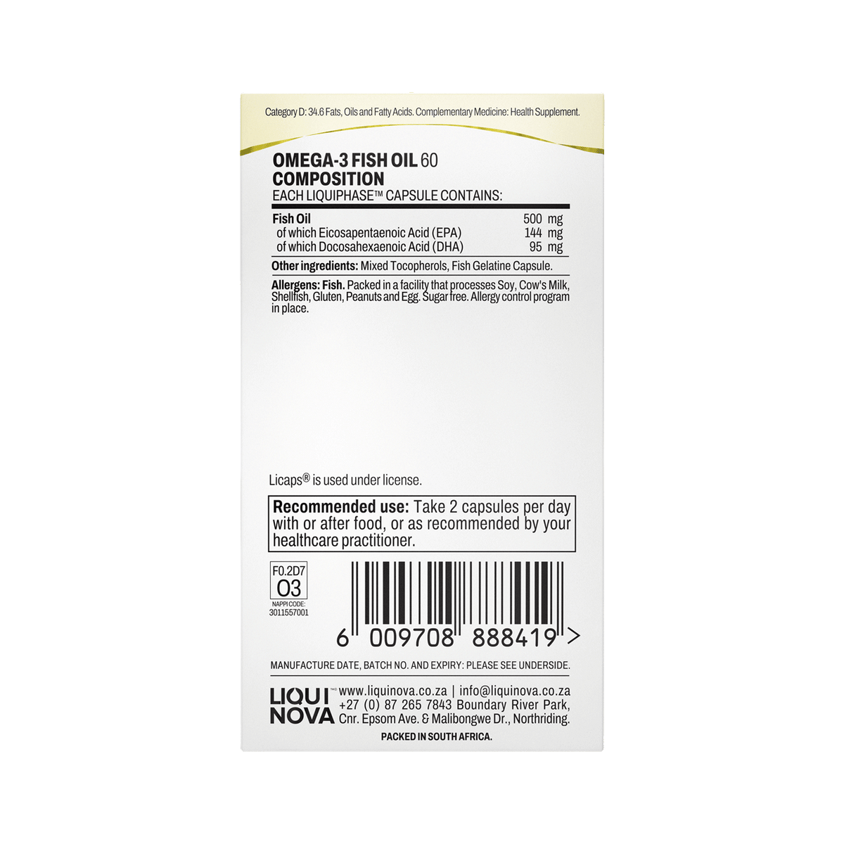 Omega-3 Fish Oil box right side panel