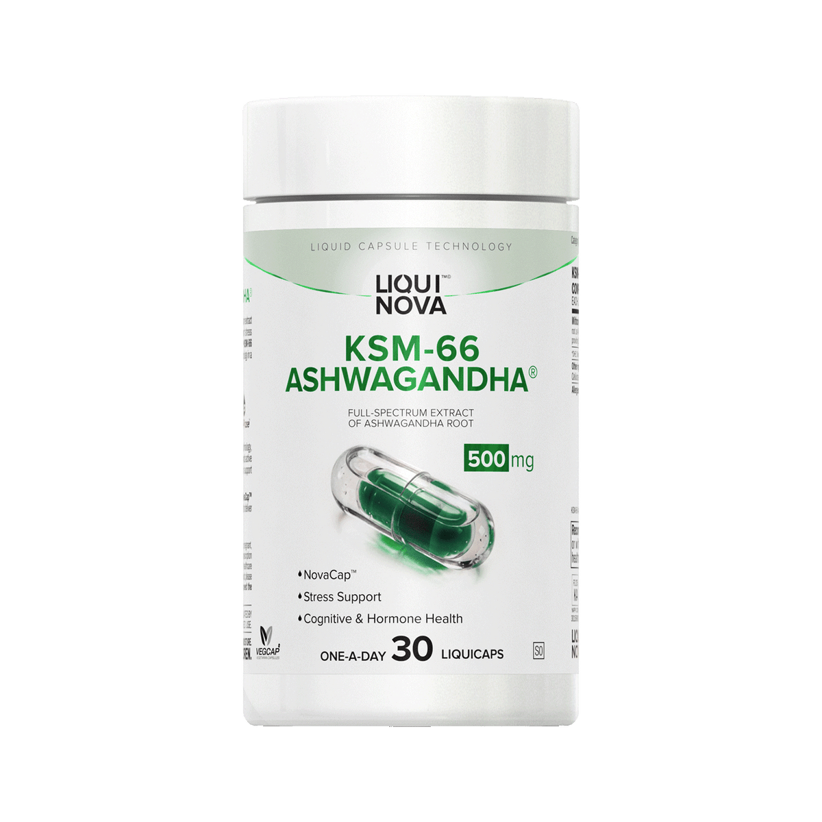 LiquiNova KSM-66® Ashwagandha canister, 30 one-a-day liquid capsules
