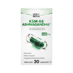 LiquiNova KSM-66® Ashwagandha box front, full-spectrum extract of ashwagandha root