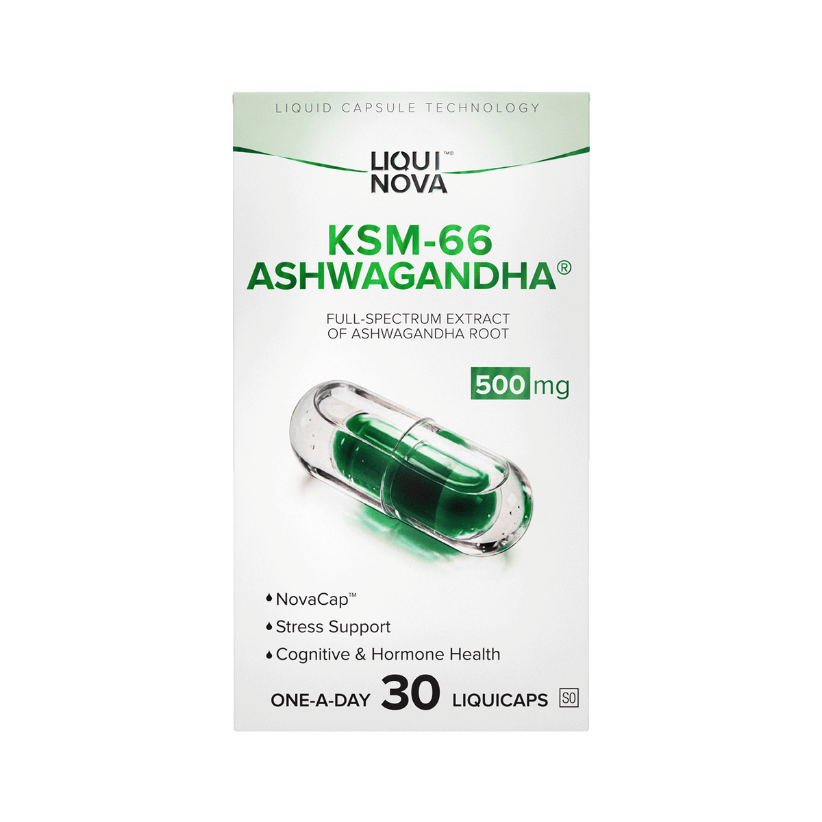 KSM-66® Ashwagandha box back with composition and recommended use
