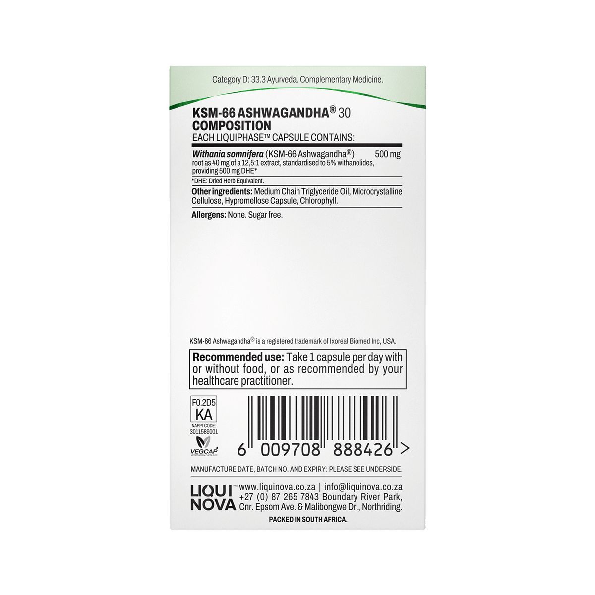KSM-66® Ashwagandha box right side panel