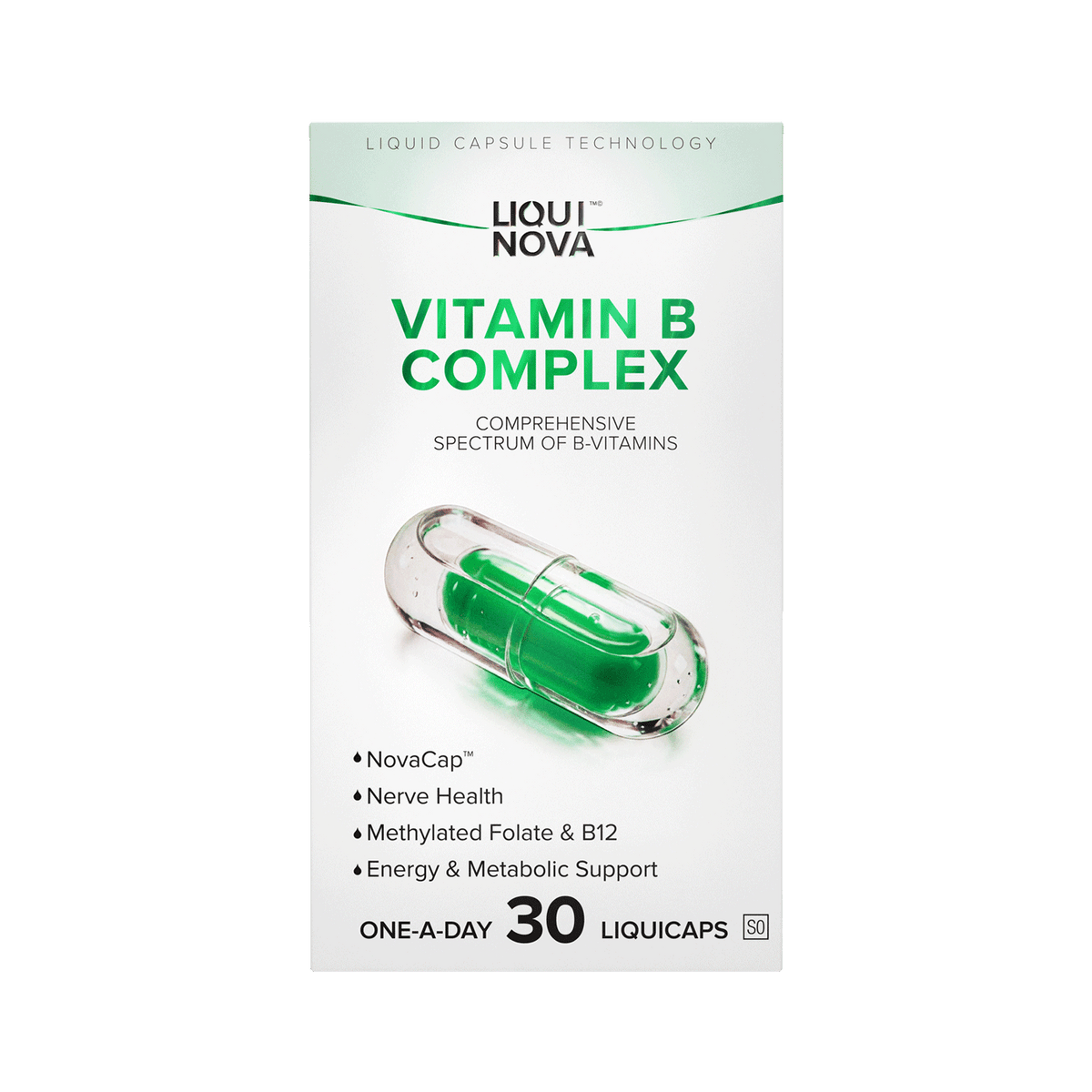 Vitamin B-Complex box back with composition and recommended use