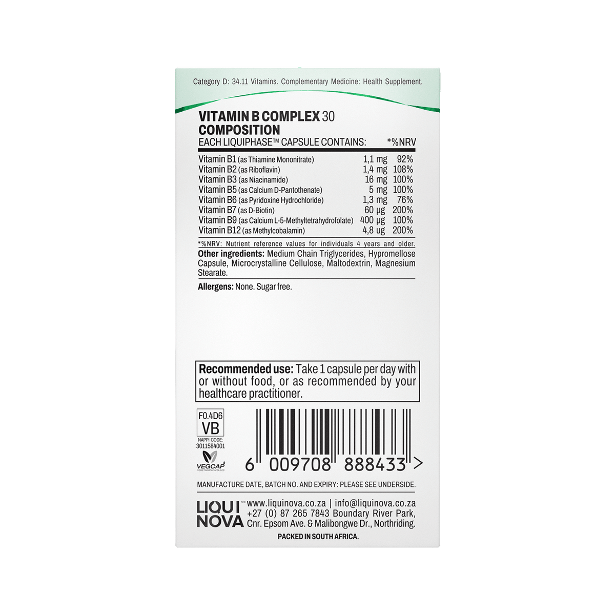 Vitamin B-Complex box right side panel