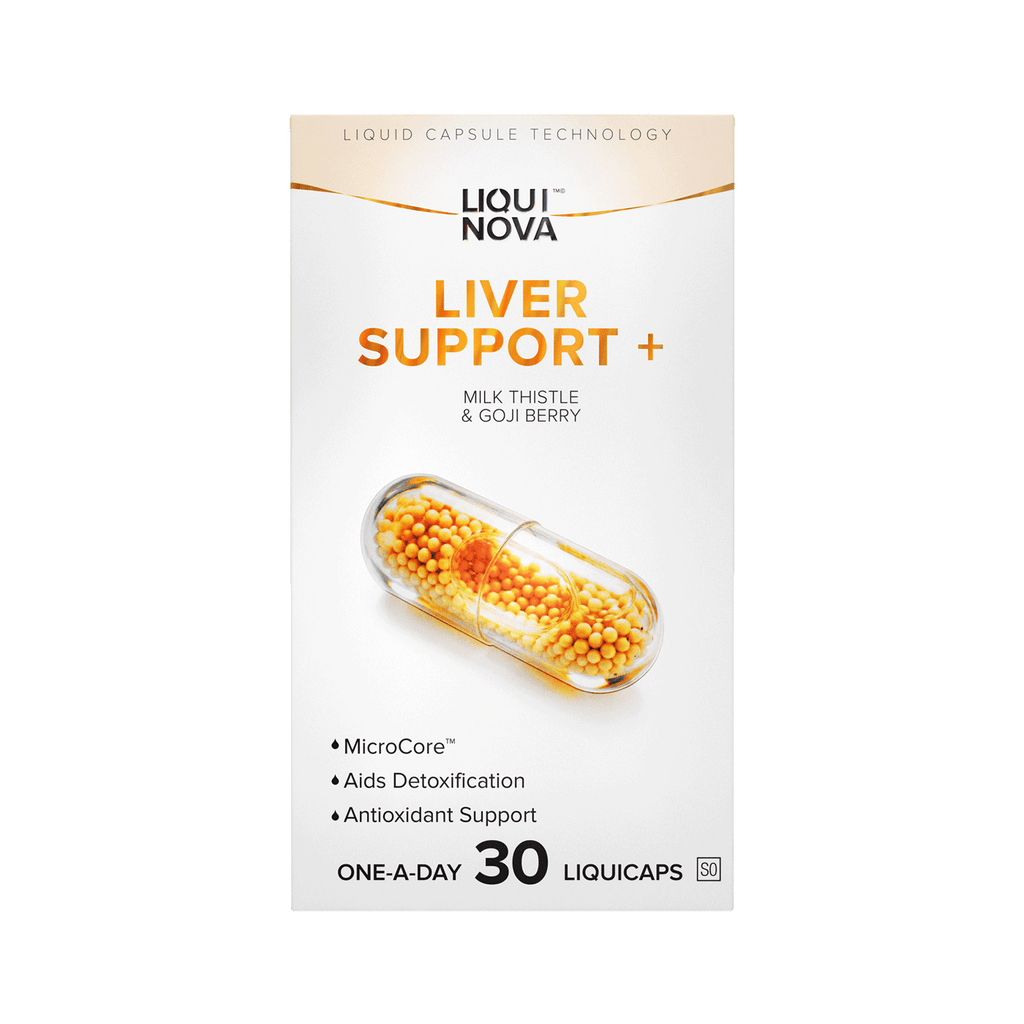 Liver Support+ box back with composition and recommended use