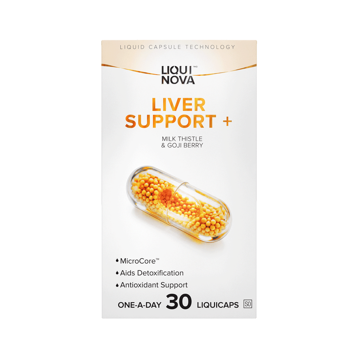 Liver Support+ box back with composition and recommended use