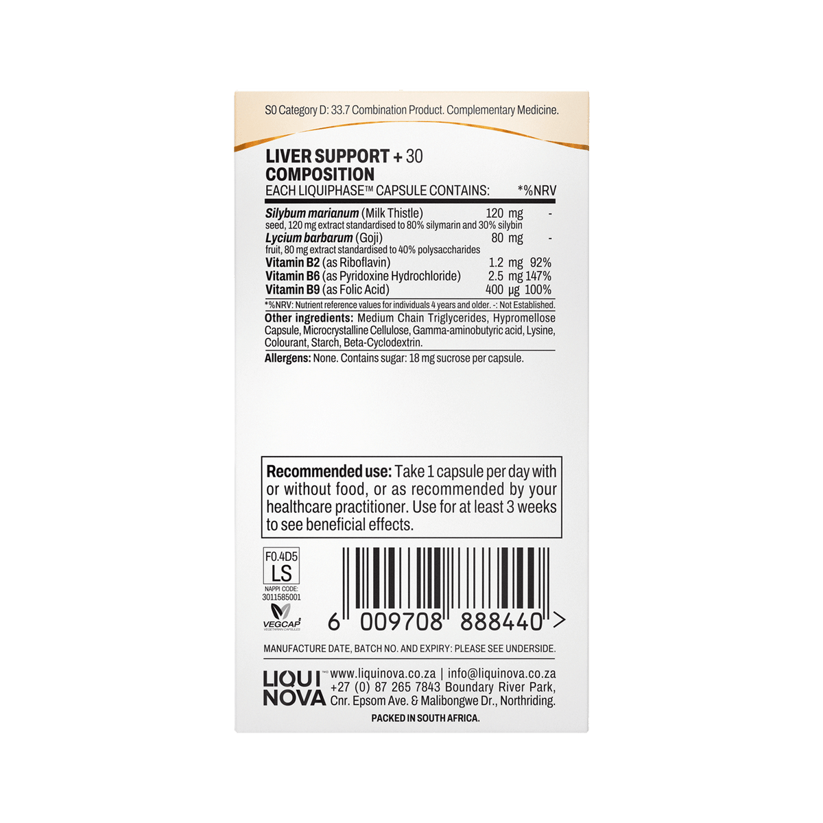 Liver Support+ box right side panel