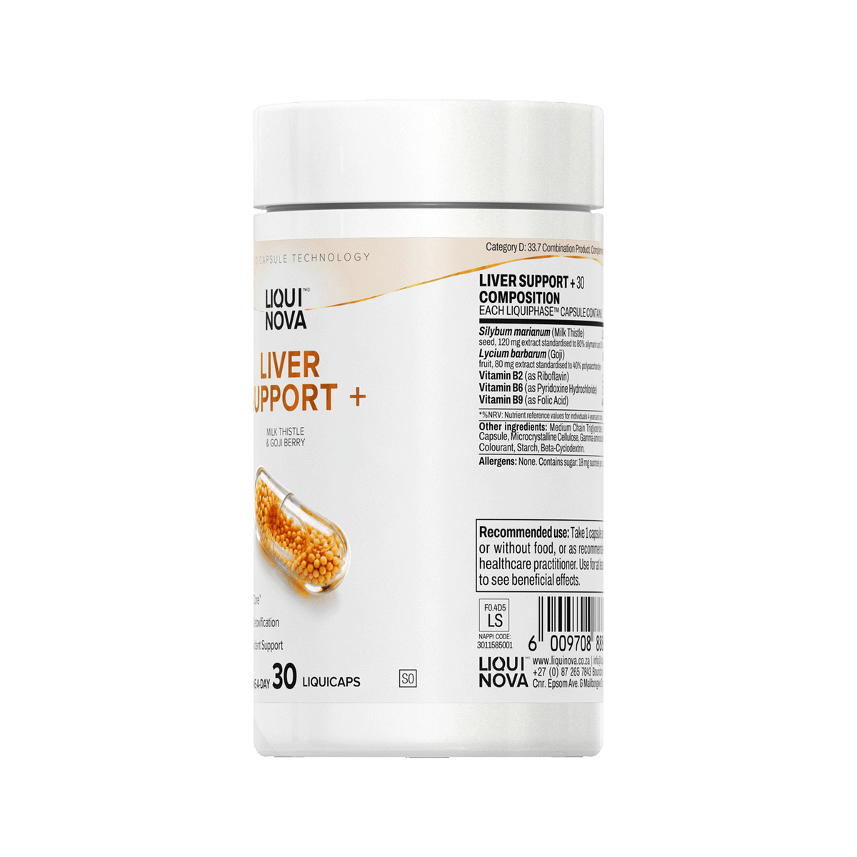 Liver Support+ canister left label panel