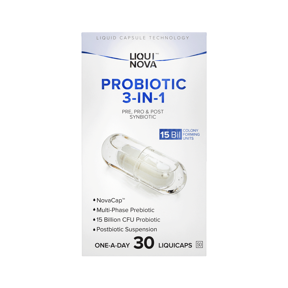 Probiotic 3-in-1 box back with composition and recommended use