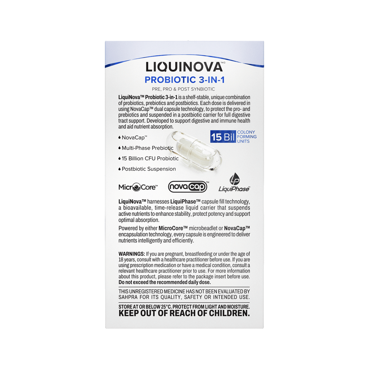 Probiotic 3-in-1 box left side panel