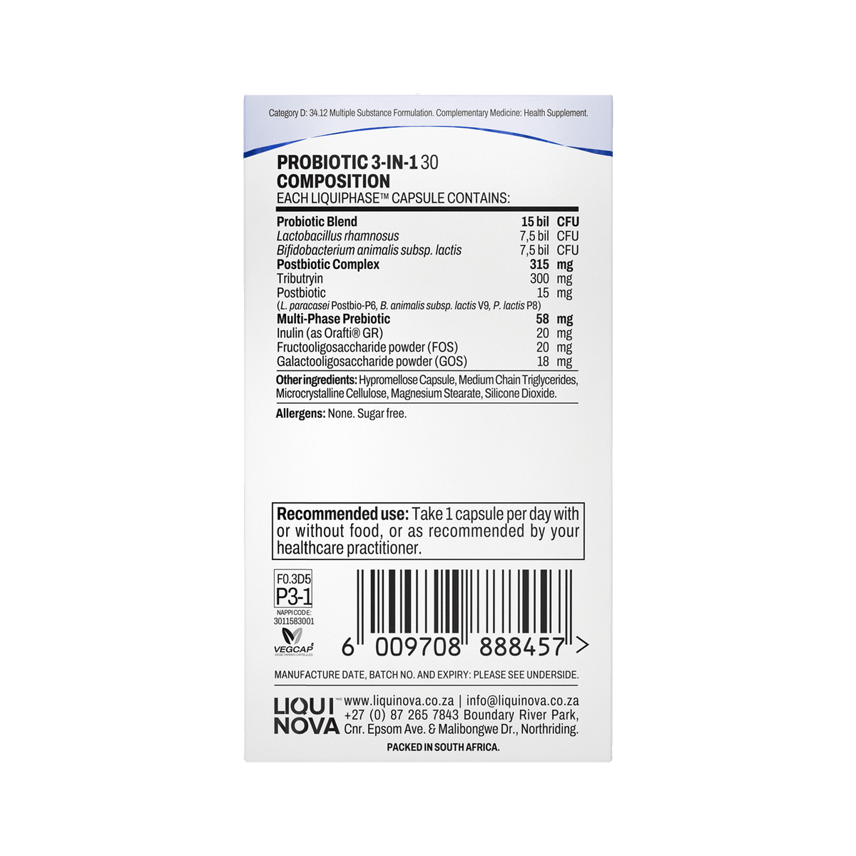 Probiotic 3-in-1 box right side panel