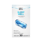 LiquiNova Sleep Well box front, GABA, Magnesium and Saffron, Aids Relaxation and Supports Sleep Quality