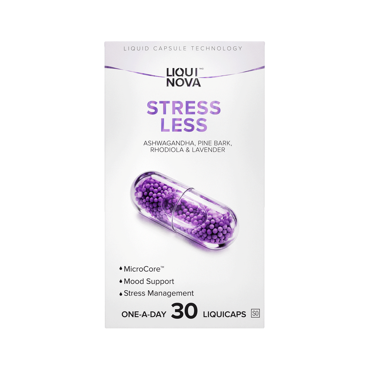 Stress Less box back with composition and recommended use