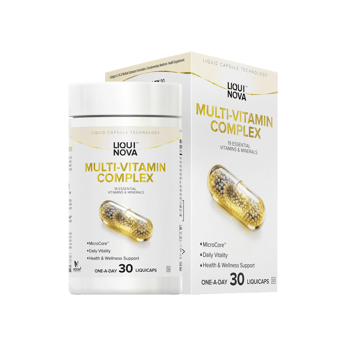 LiquiNova Multi-Vitamin Complex liquid capsule pack, 19 vitamins and minerals