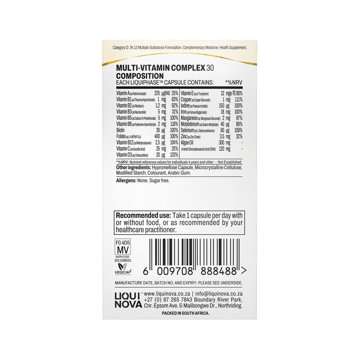 Multi-Vitamin Complex box right side panel