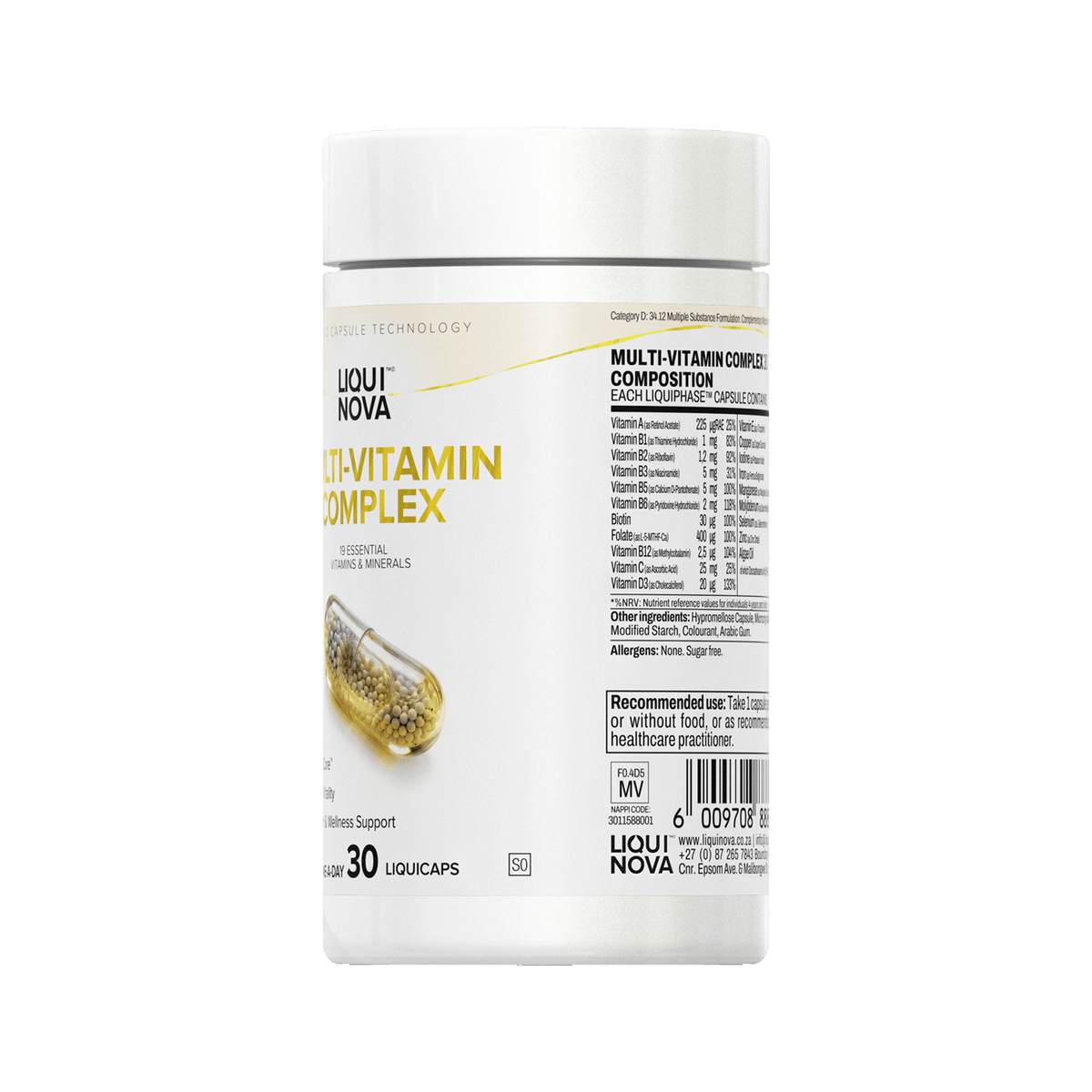 Multi-Vitamin Complex canister left label panel