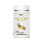 LiquiNova Multi-Vitamin Complex canister, angled view showing the MicroCore liquid capsule